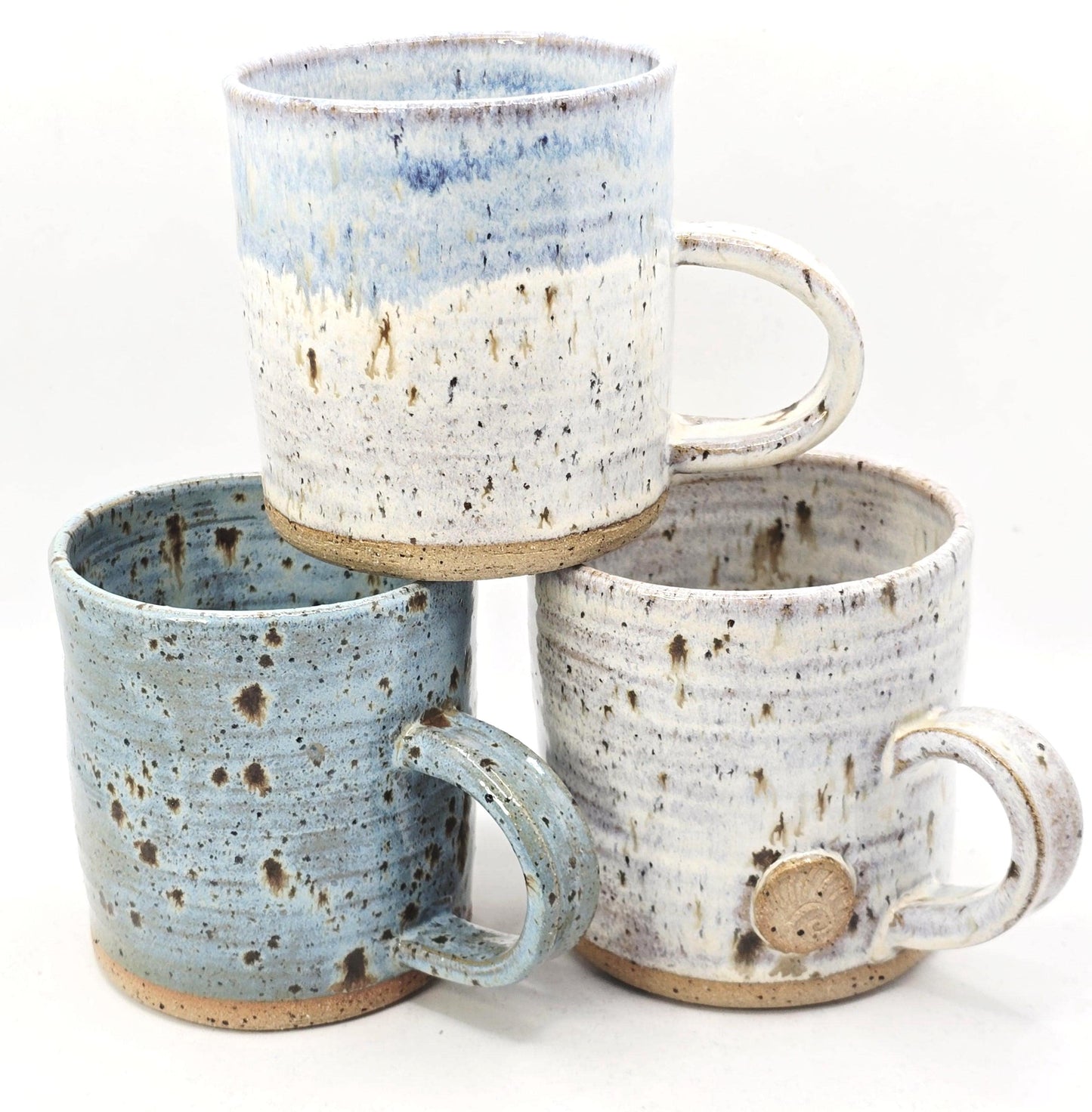 Handmade Stoneware 8oz Tea / Coffee Mug. Blue Speckled Glazed. Toasty Stoneware Pottery.