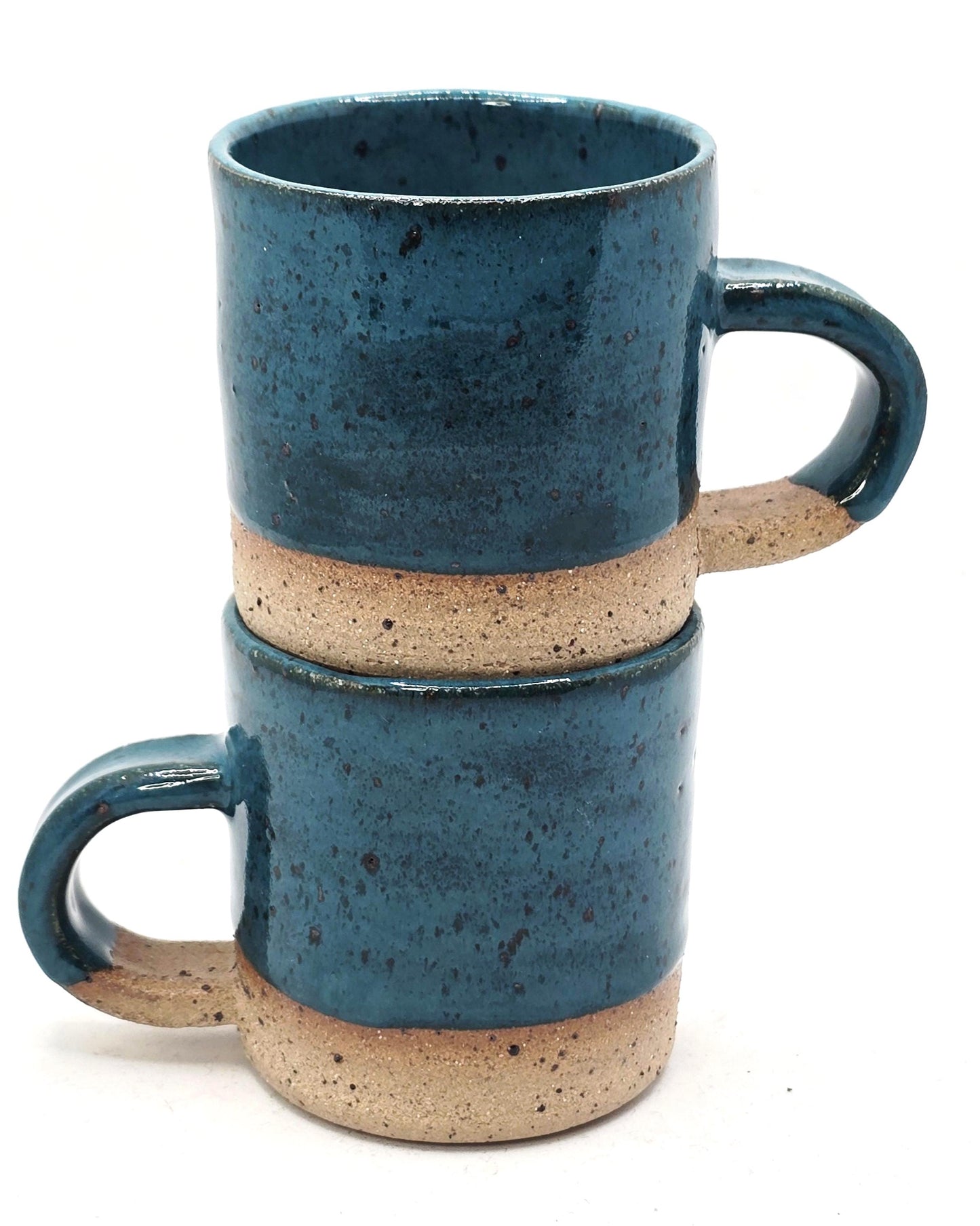 Handmade Ceramic 4oz Tall Double Espresso Mug. Deep Turquoise Glaze. Toasty Stoneware Pottery