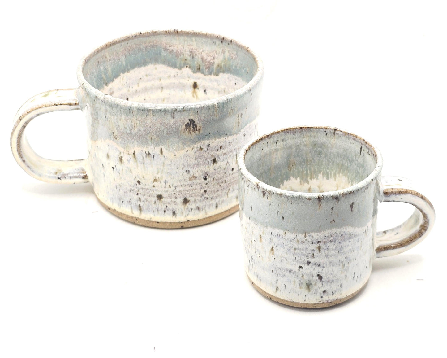 Handmade Ceramic 4oz Tall Double Espresso Mug. Cream & Sage green Speckled Glaze - Toasty Stoneware Pottery