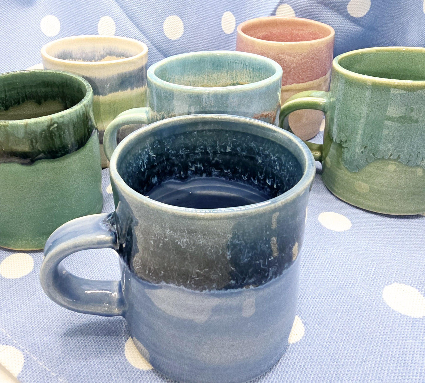 Handmade Ceramic 4oz Double Espresso Mug. Verdigris Green Glaze. Stoneware Pottery