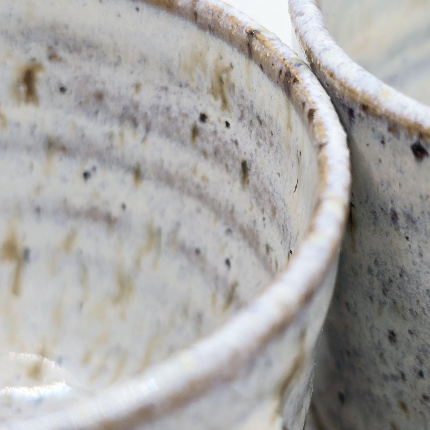 Handmade Ceramic 4oz Double Espresso Mug. Ammonite Sprig. Speckled Cream Glaze. Toasty Stoneware Pottery.