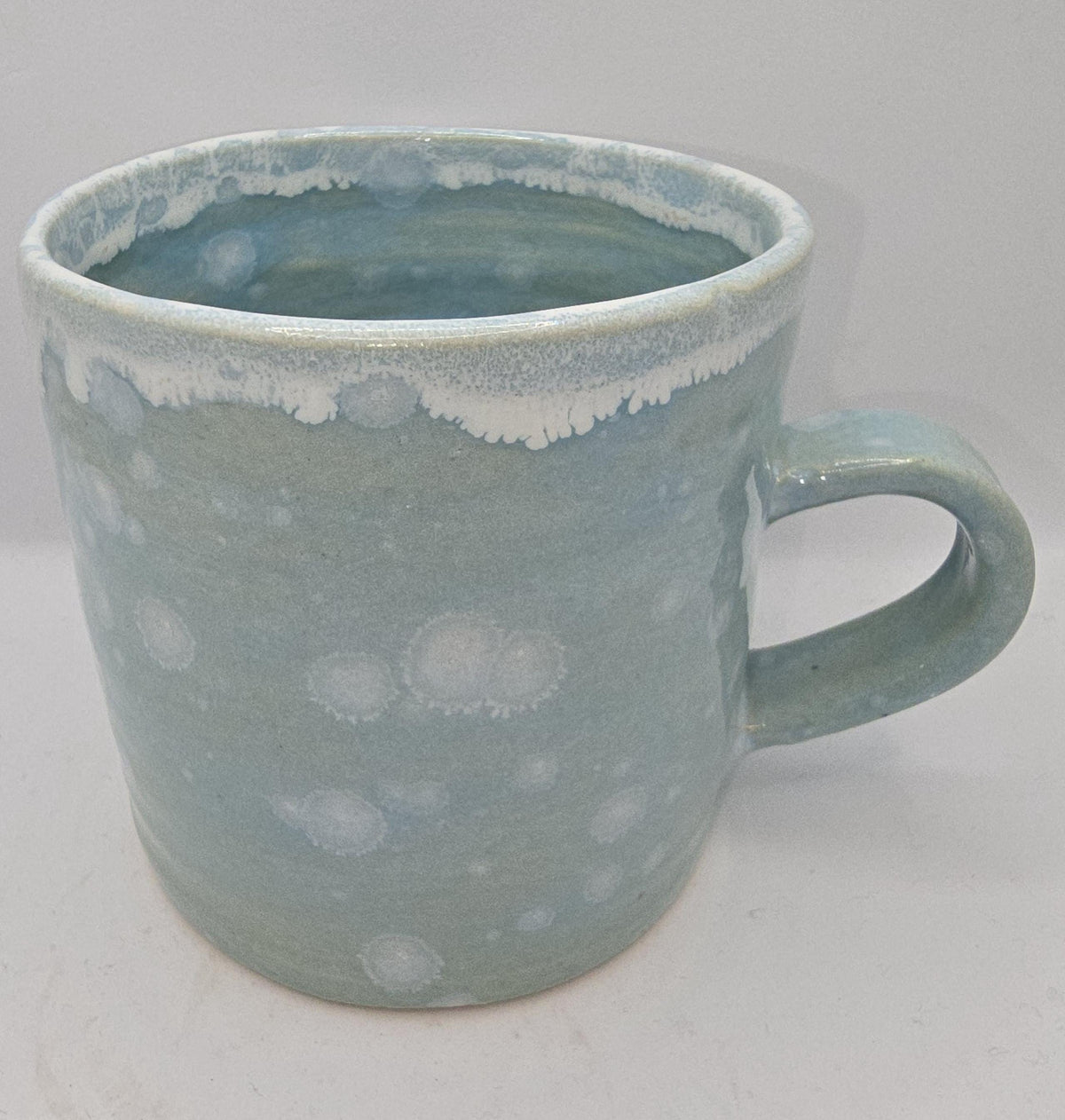 Handmade Ceramic Large 14oz  Tea / Coffee Mug with handle. Frosty Blue Glaze. Stoneware Pottery.