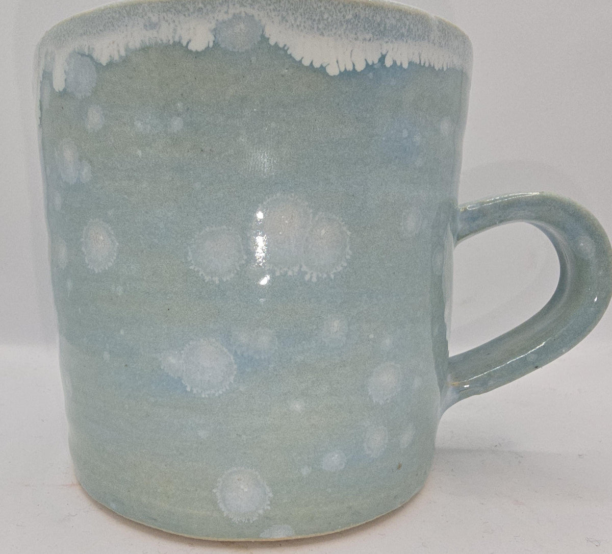 Handmade Ceramic Large 14oz  Tea / Coffee Mug with handle. Frosty Blue Glaze. Stoneware Pottery.