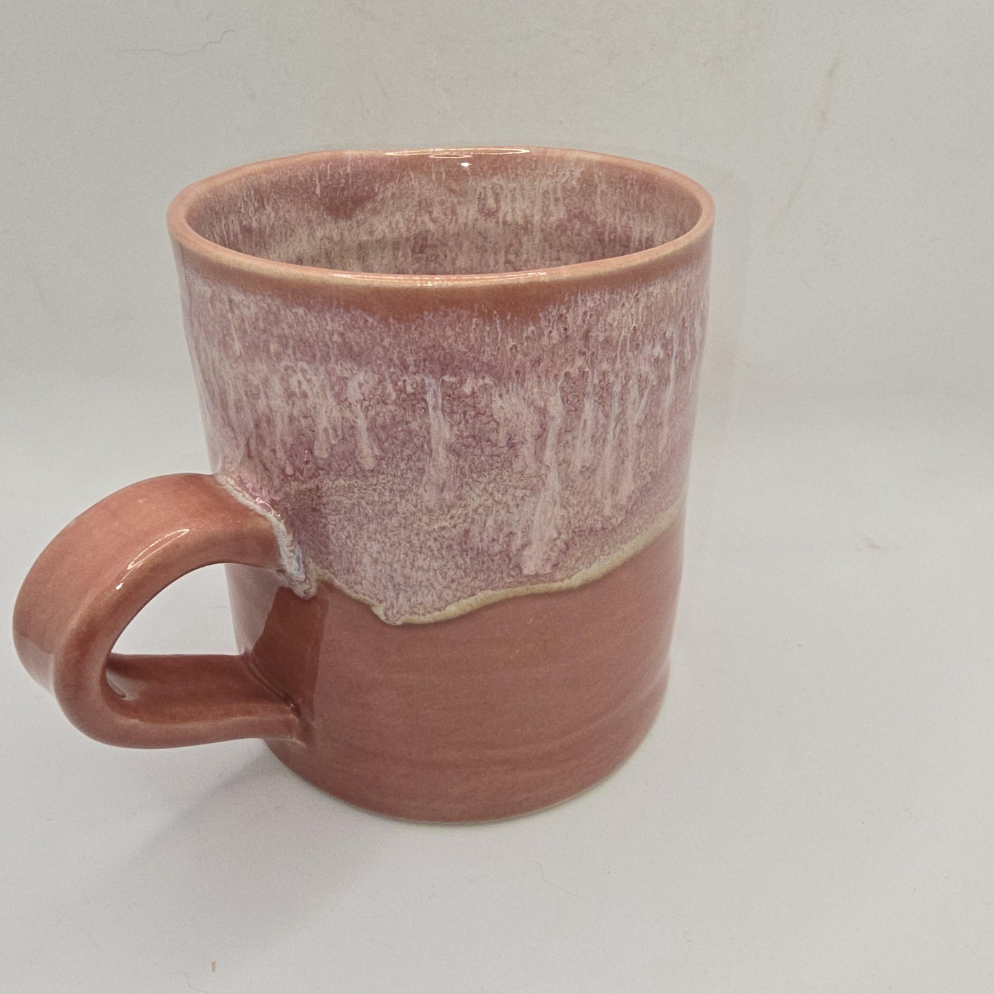 Handmade Ceramic 14oz Large Coffee / Tea Mug. Dusty Pink Glaze. Stoneware Pottery.