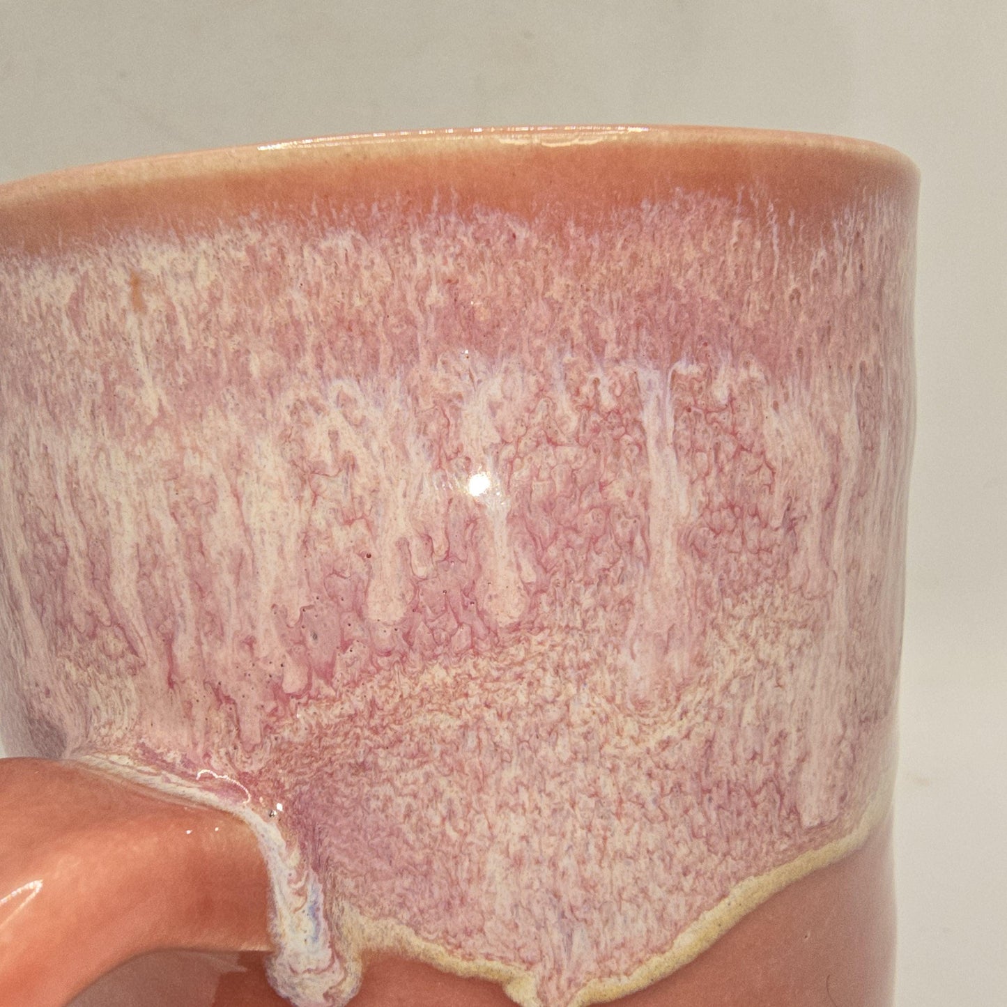 Handmade Ceramic 14oz Large Coffee / Tea Mug. Dusty Pink Glaze. Stoneware Pottery.