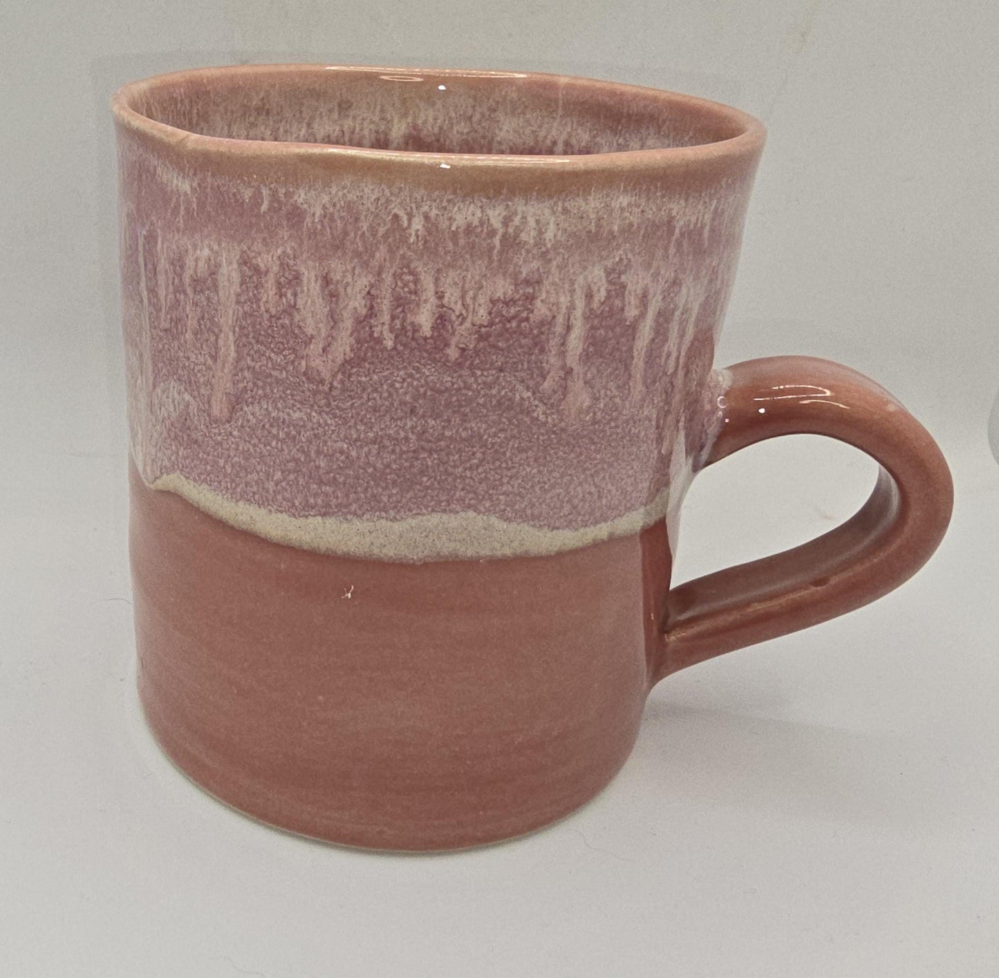 Handmade Ceramic 14oz Large Coffee / Tea Mug. Dusty Pink Glaze. Stoneware Pottery.