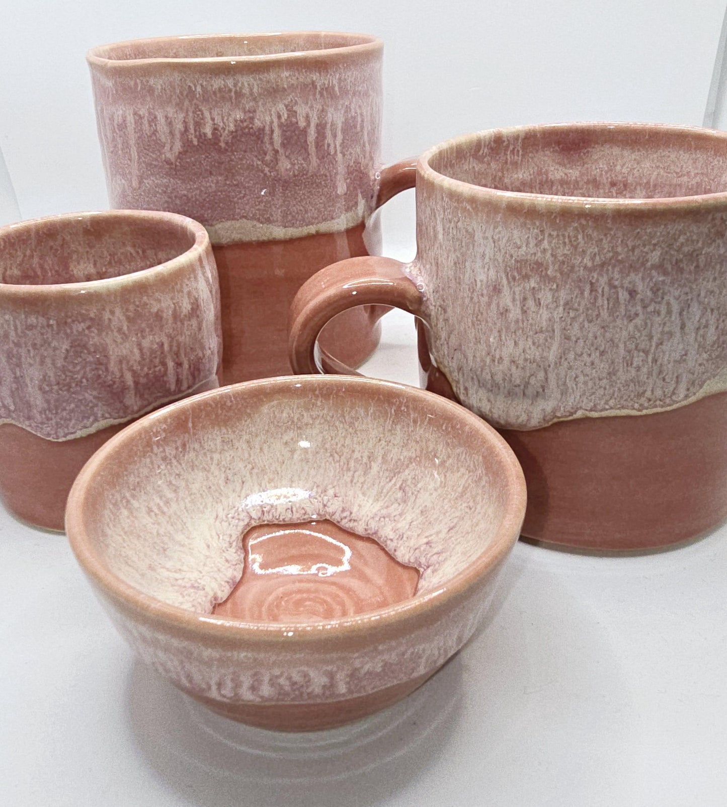 Handmade Ceramic 14oz Large Coffee / Tea Mug. Dusty Pink Glaze. Stoneware Pottery.