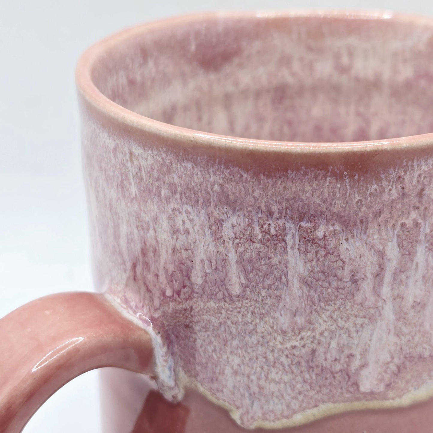 Handmade Ceramic 14oz Large Coffee / Tea Mug. Dusty Pink Glaze. Stoneware Pottery.