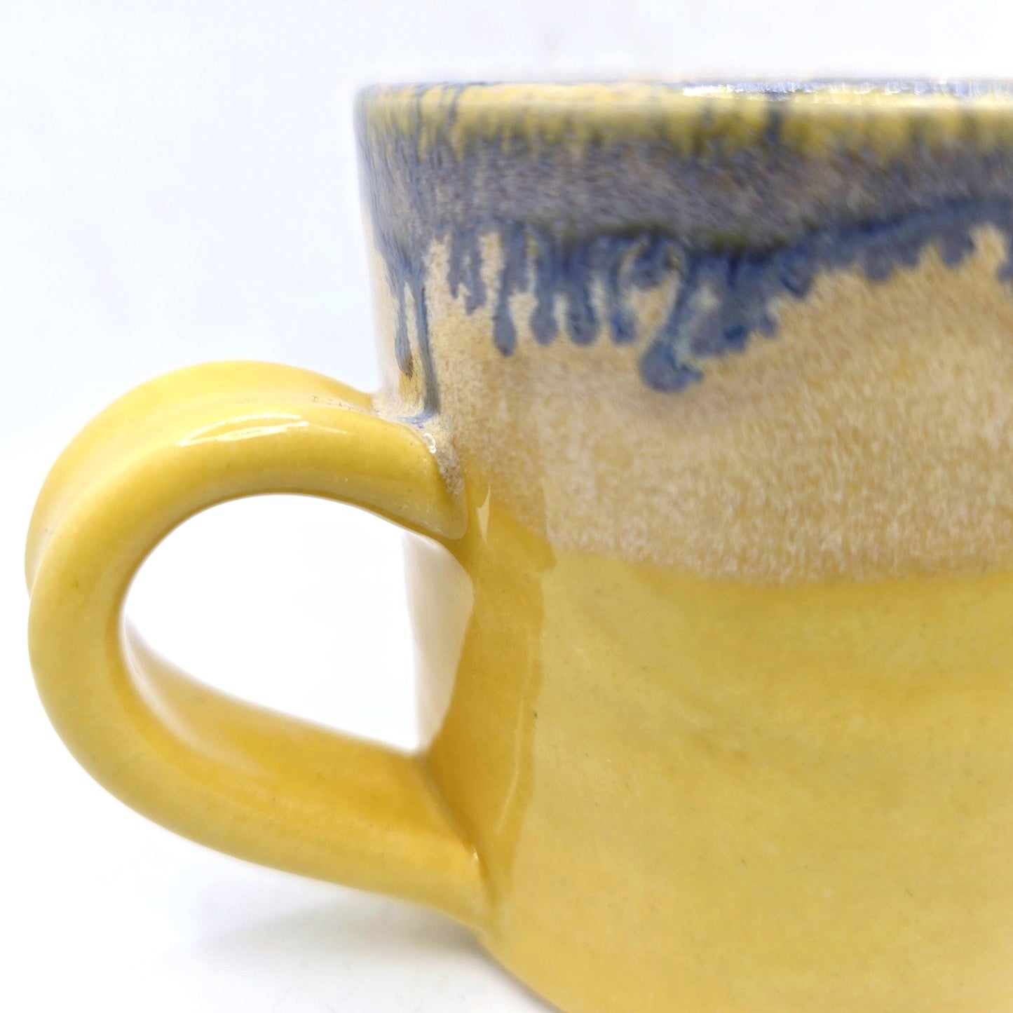 Handmade Ceramic 8oz Tea / Coffee Mug with handle. Yellow Glaze. Stoneware Pottery