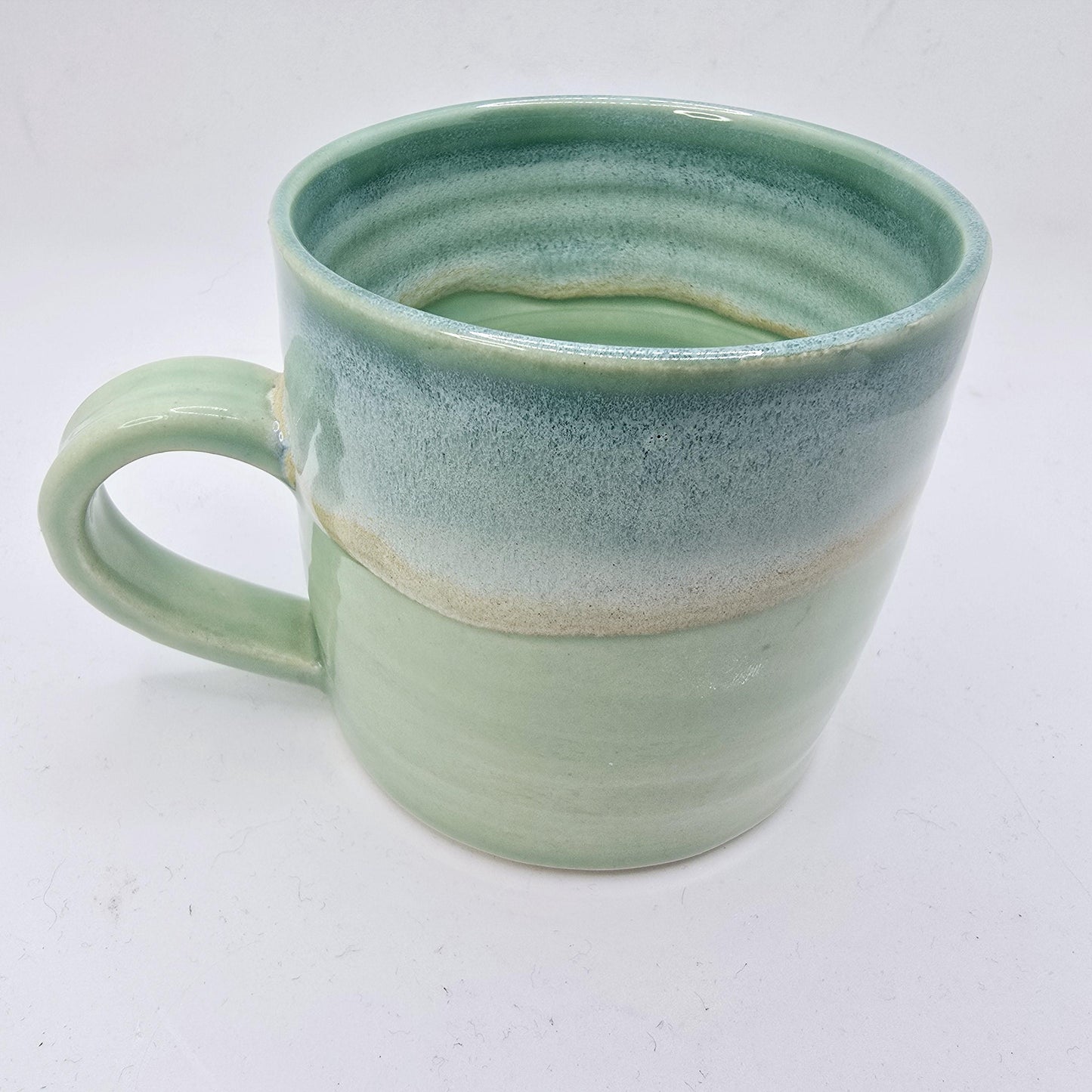 Handmade Ceramic 8oz  Tea / Coffee Mug. Green Glaze. Stoneware Pottery