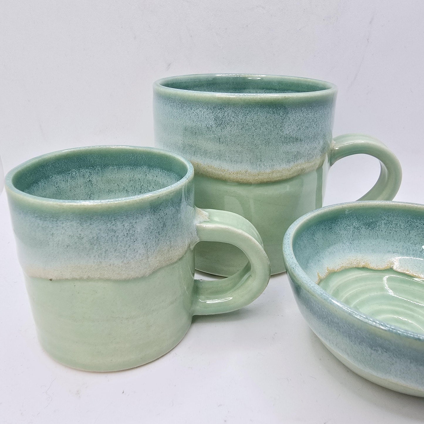 Handmade Ceramic 8oz  Tea / Coffee Mug. Green Glaze. Stoneware Pottery