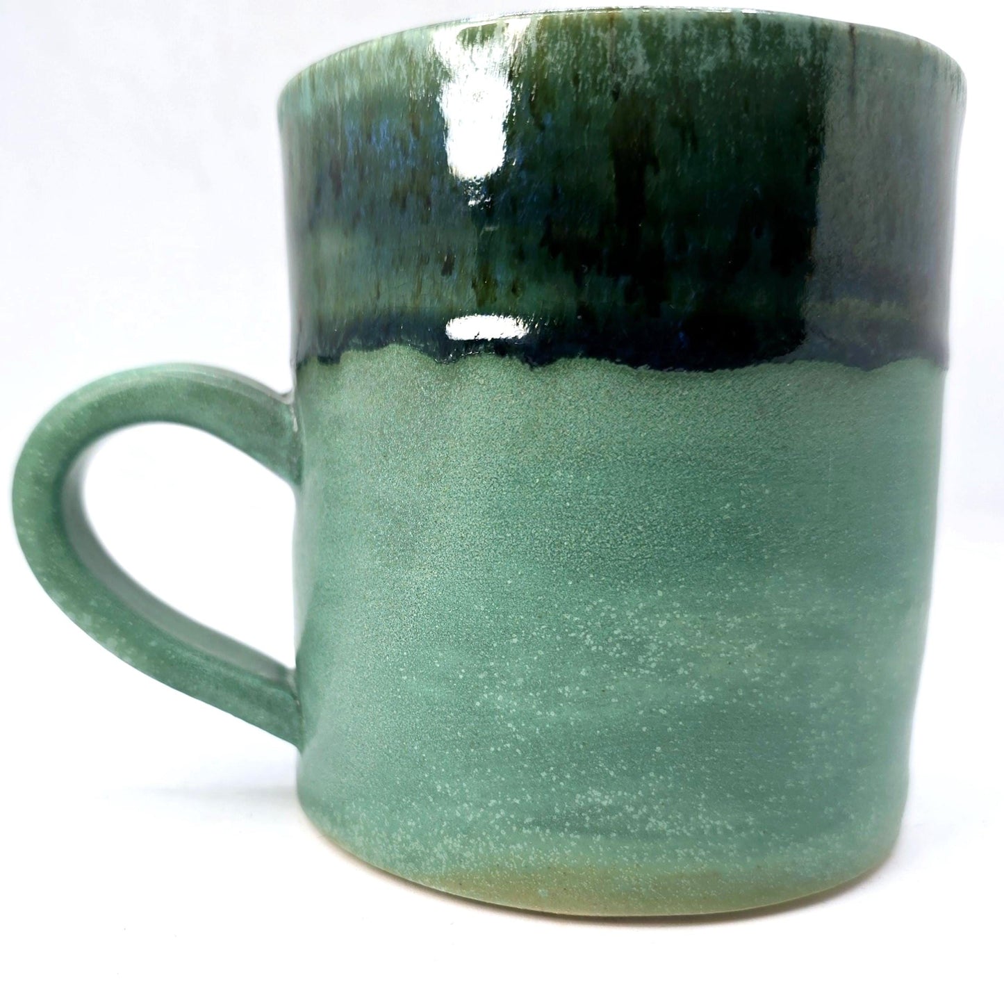 Handmade Ceramic 14oz Large Tea / Coffee Mug. Verdigris Green Glaze. Stoneware Pottery