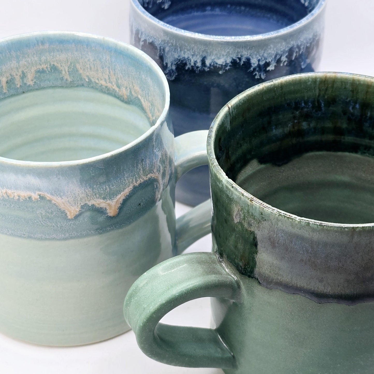 Handmade Ceramic 14oz Large Tea / Coffee Mug. Verdigris Green Glaze. Stoneware Pottery