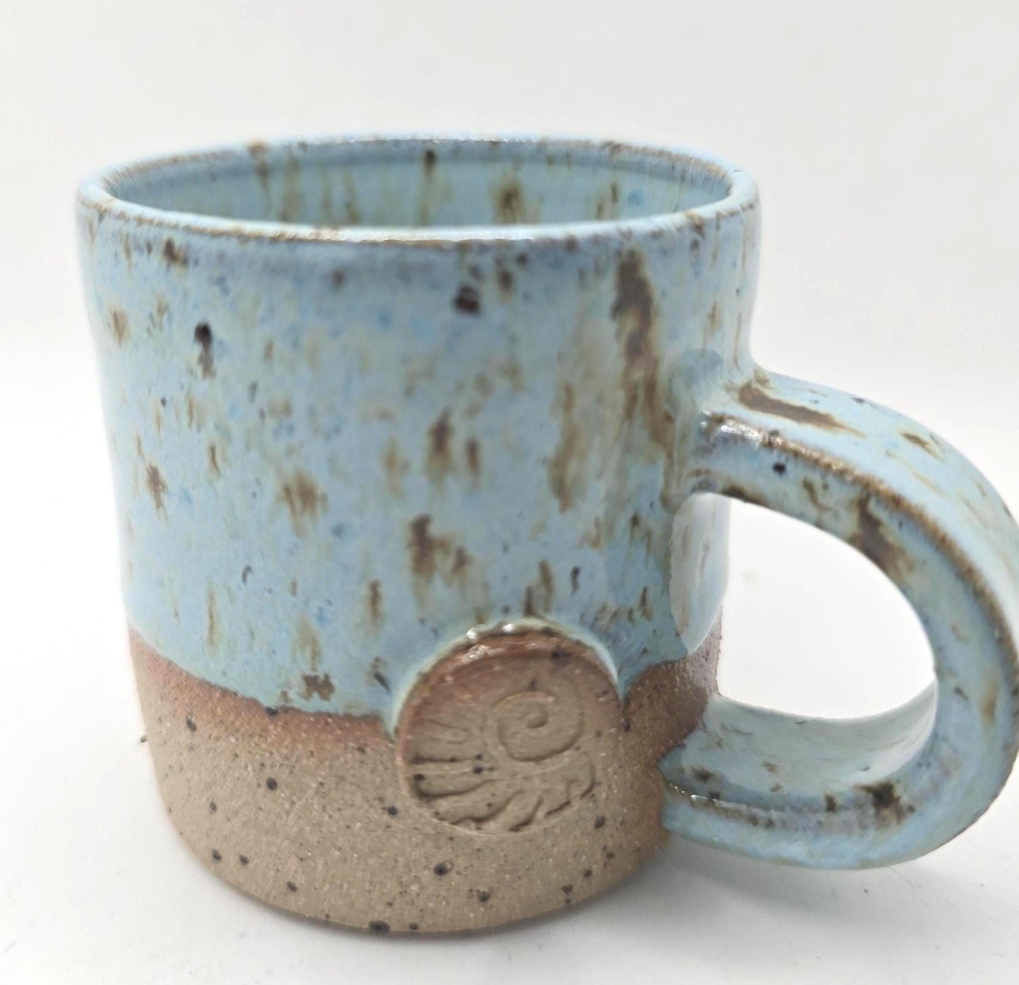 Handmade Ceramic 4oz Tall Double Espresso Mug. Blue Speckled Glaze. Toasty Stoneware Pottery