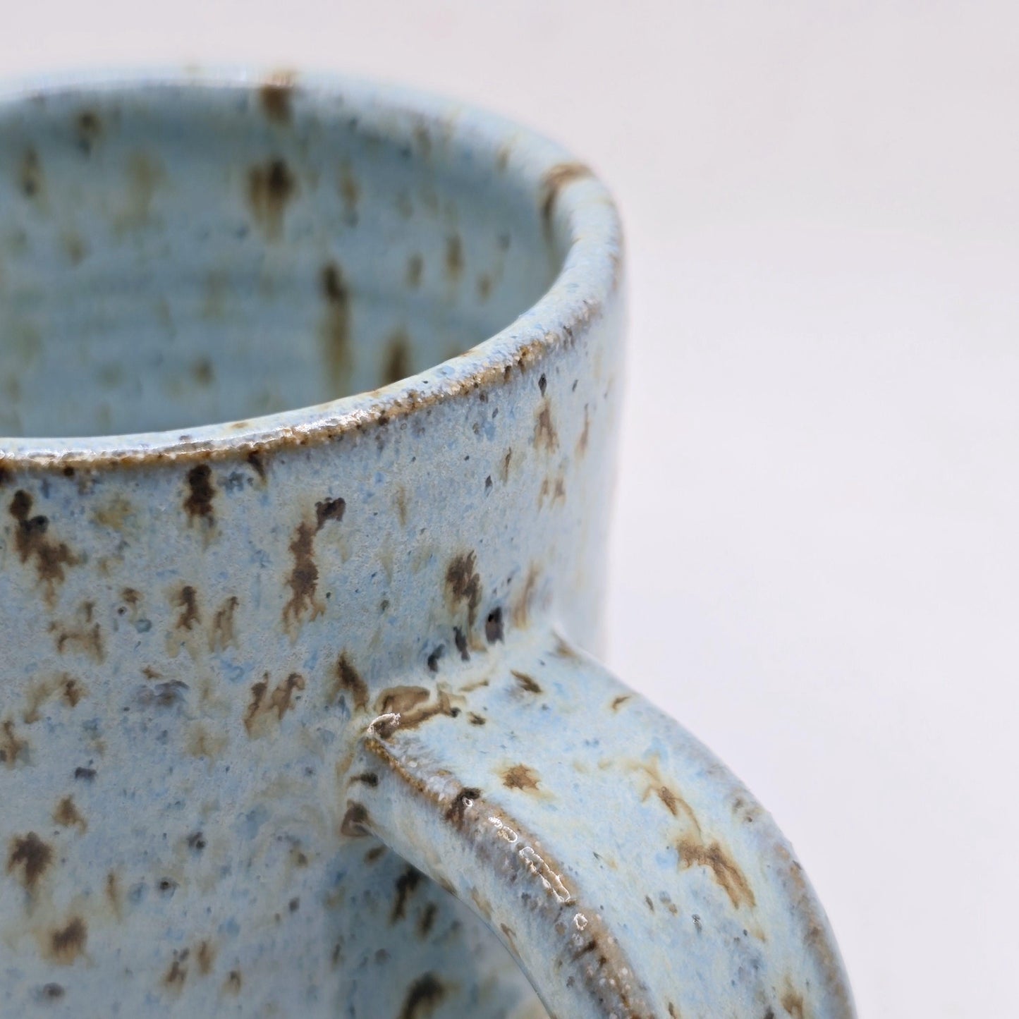 Handmade Ceramic 4oz Tall Double Espresso Mug.  Blue Speckled Glaze. Toasty Stoneware Pottery