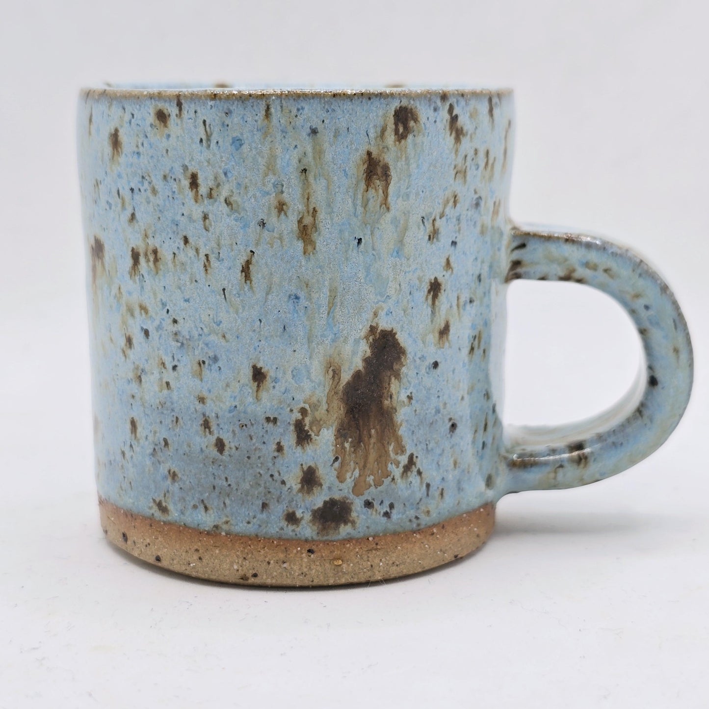 Handmade Ceramic 4oz Tall Double Espresso Mug.  Blue Speckled Glaze. Toasty Stoneware Pottery