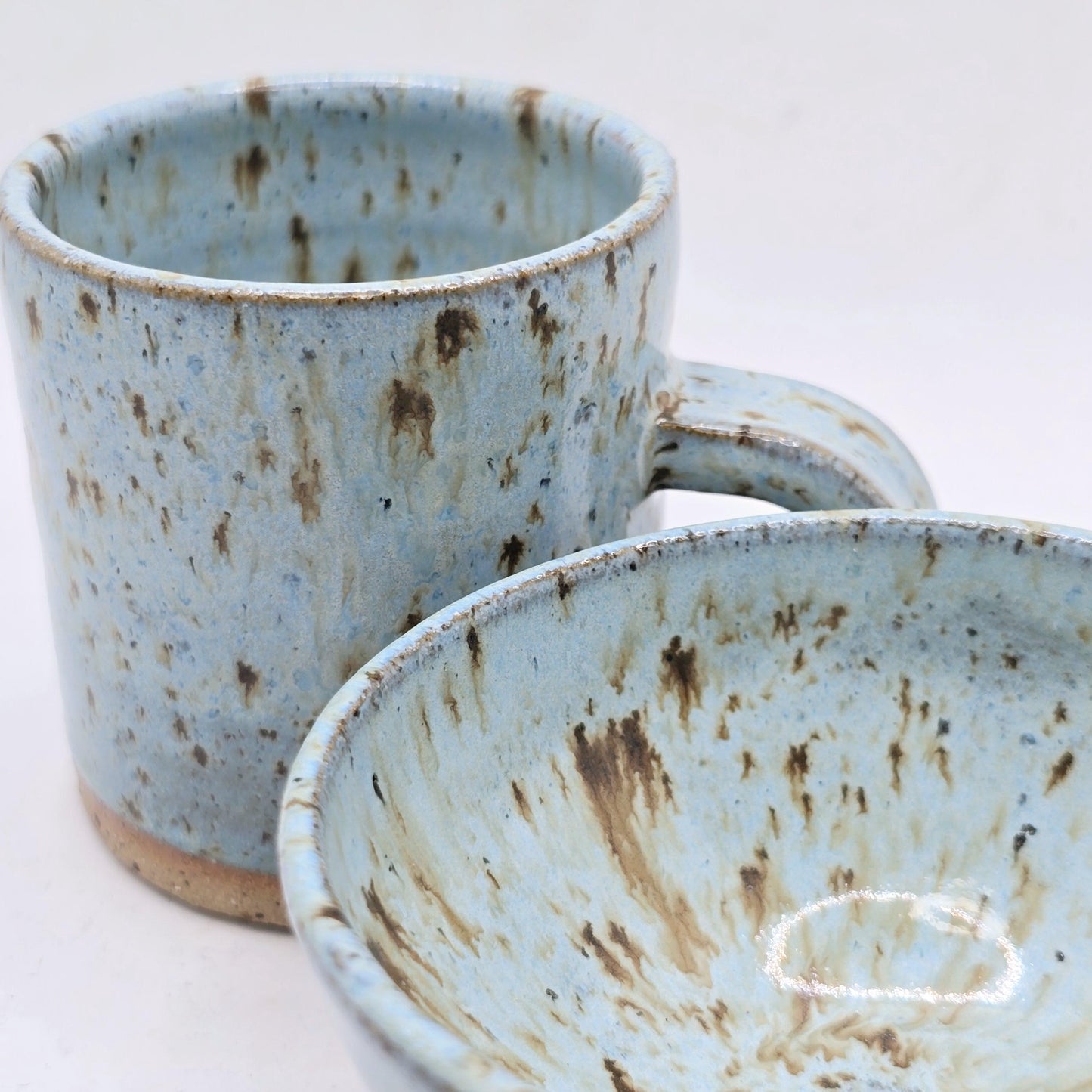 Handmade Ceramic 4oz Tall Double Espresso Mug.  Blue Speckled Glaze. Toasty Stoneware Pottery