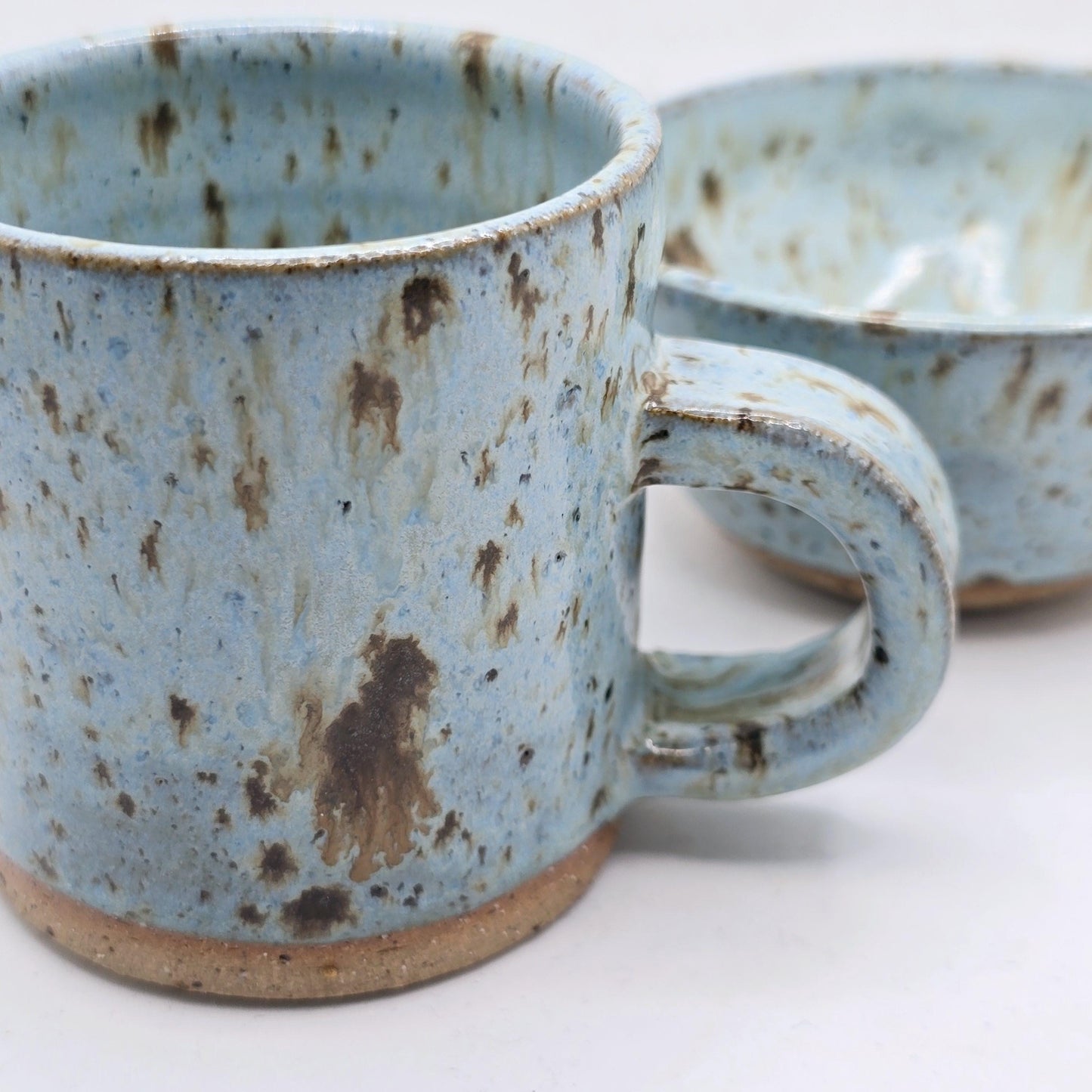 Handmade Ceramic 4oz Tall Double Espresso Mug.  Blue Speckled Glaze. Toasty Stoneware Pottery