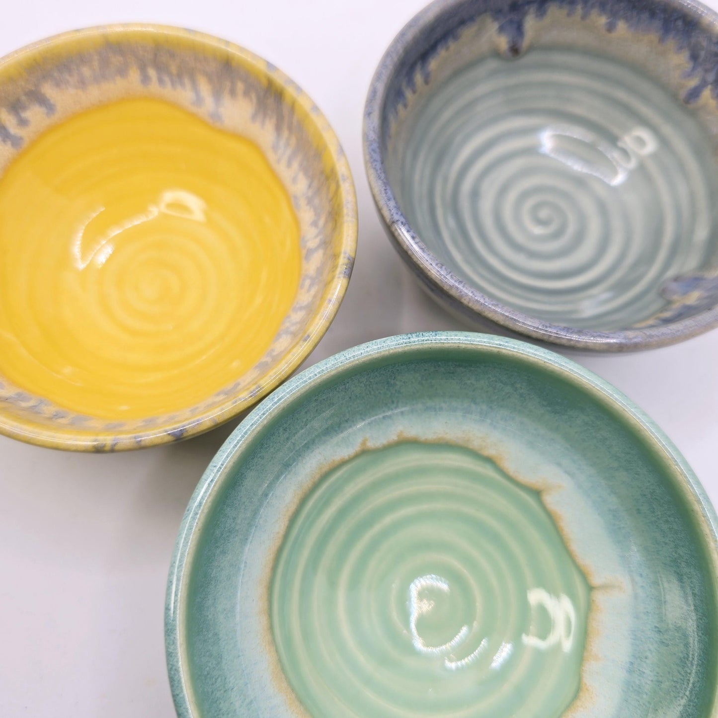 Handmade Ceramic Condiment Bowl/ Trinket Dish. Grey layered glaze. White Stoneware Pottery