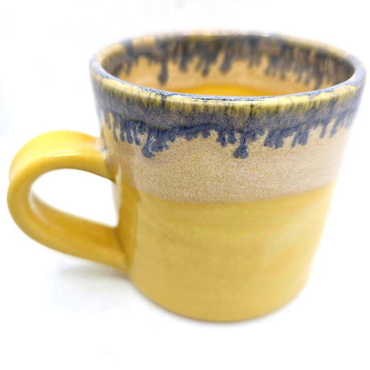 Handmade Ceramic 8oz Tea / Coffee Mug with handle. Yellow Glaze. Stoneware Pottery
