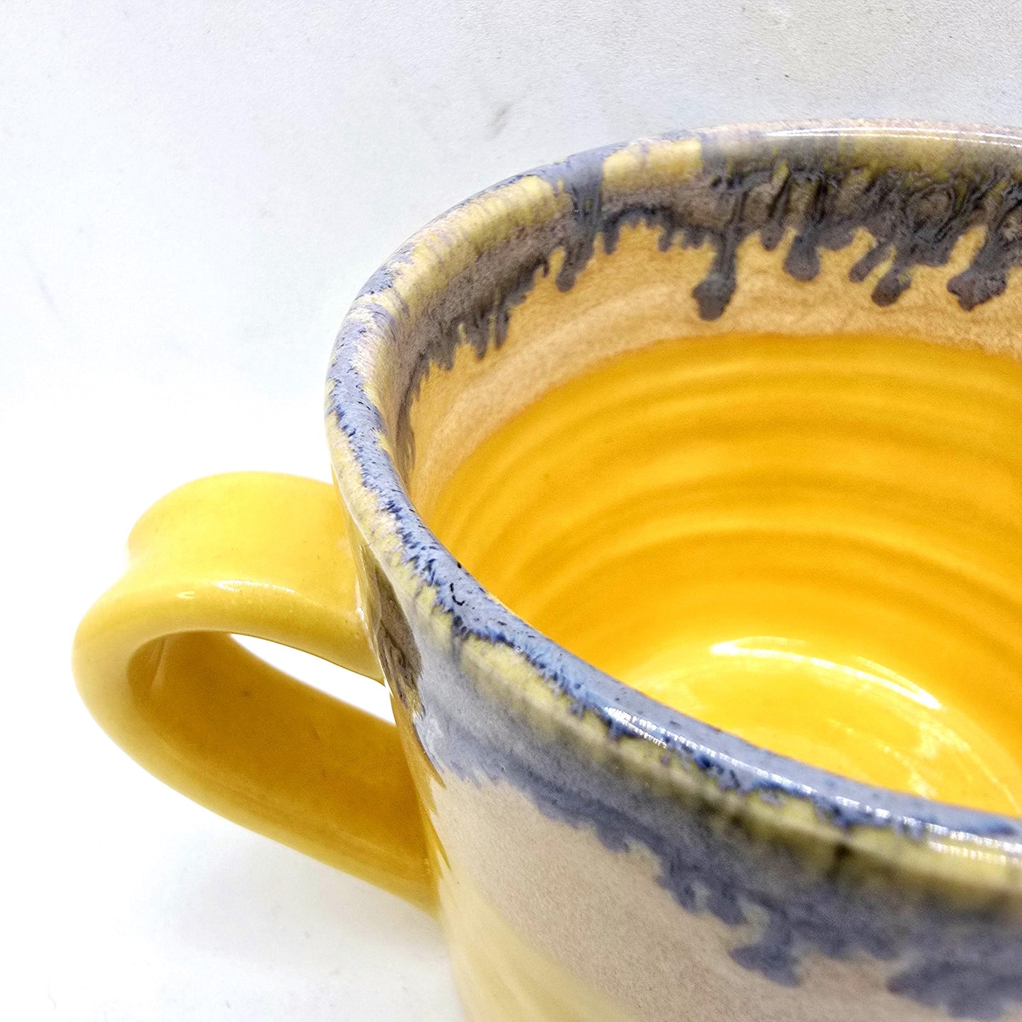 Handmade Ceramic 8oz Tea / Coffee Mug with handle. Yellow Glaze. Stoneware Pottery