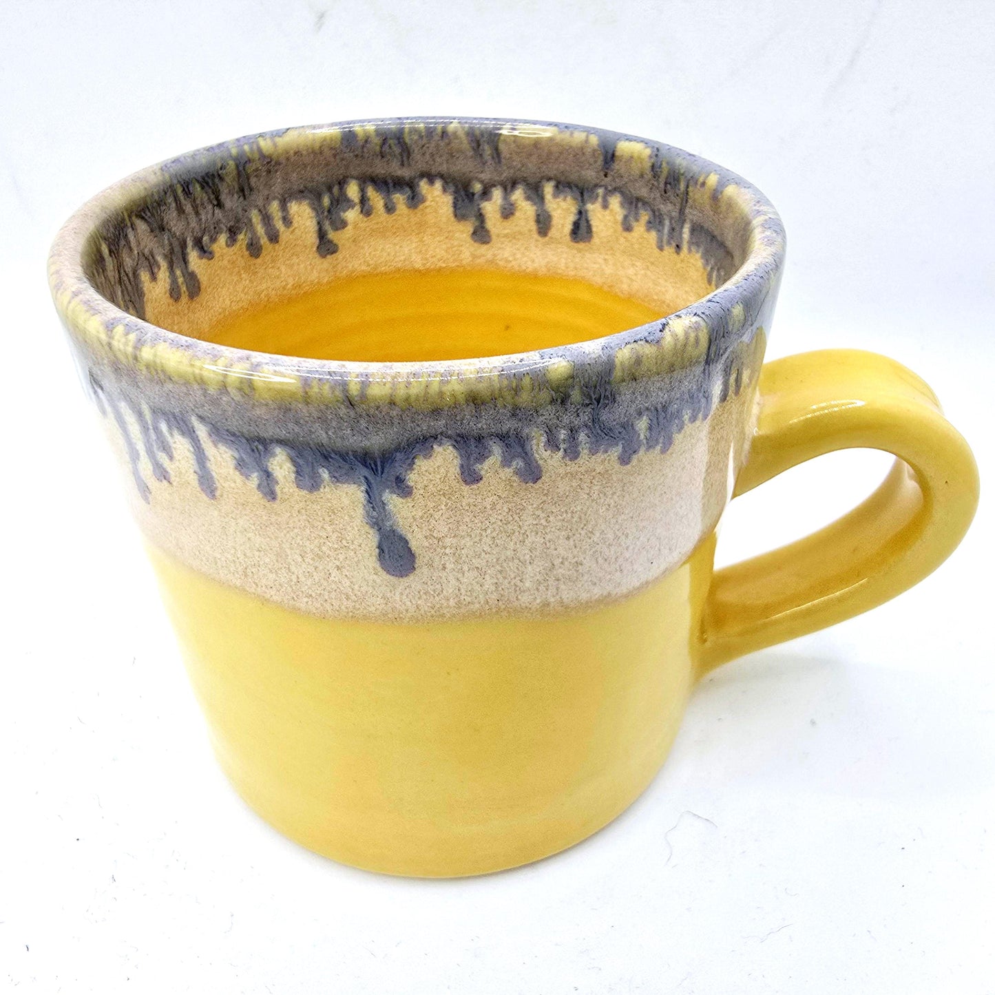 Handmade Ceramic 8oz Tea / Coffee Mug with handle. Yellow Glaze. Stoneware Pottery
