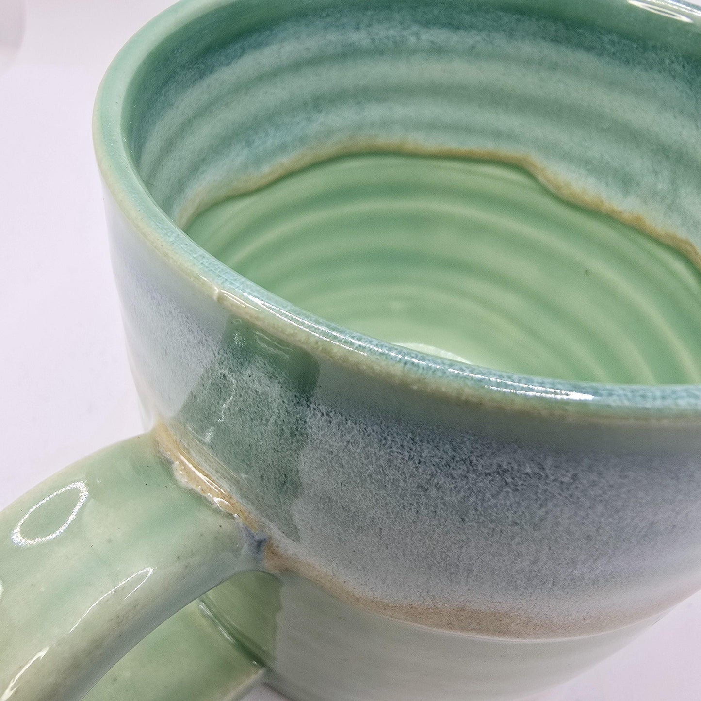 Handmade Ceramic 8oz  Tea / Coffee Mug. Green Glaze. Stoneware Pottery