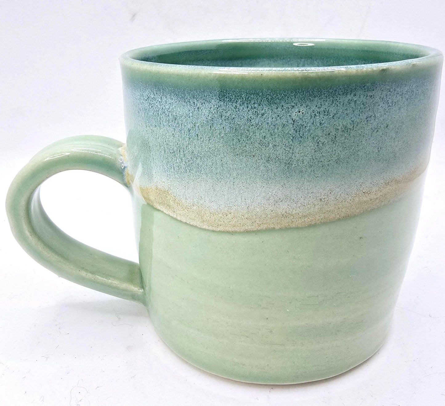 Handmade Ceramic 8oz  Tea / Coffee Mug. Green Glaze. Stoneware Pottery