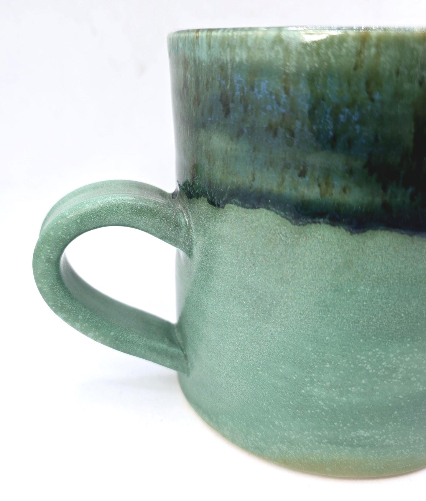 Handmade Ceramic 14oz Large Tea / Coffee Mug. Verdigris Green Glaze. Stoneware Pottery