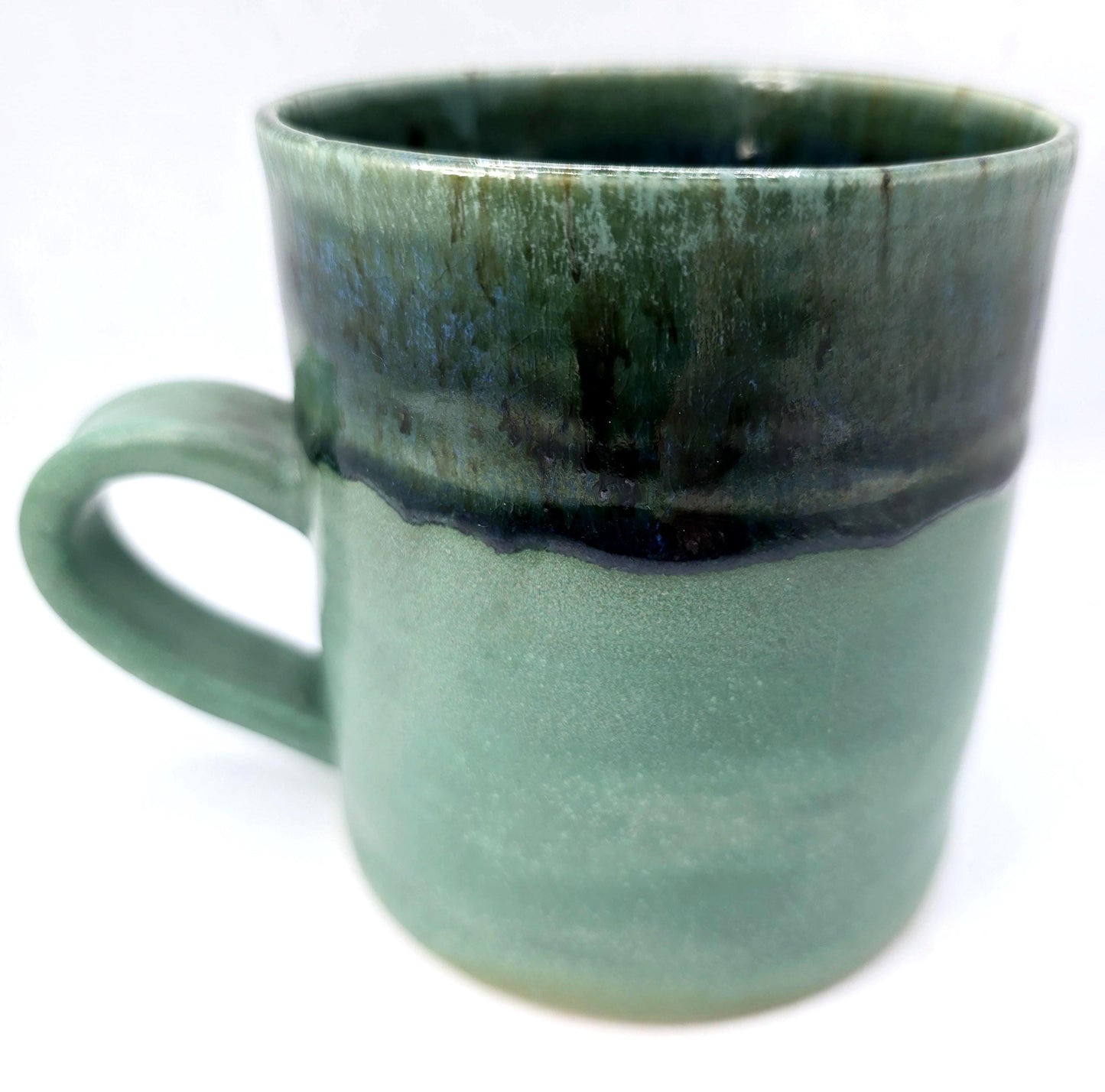 Handmade Ceramic 14oz Large Tea / Coffee Mug. Verdigris Green Glaze. Stoneware Pottery
