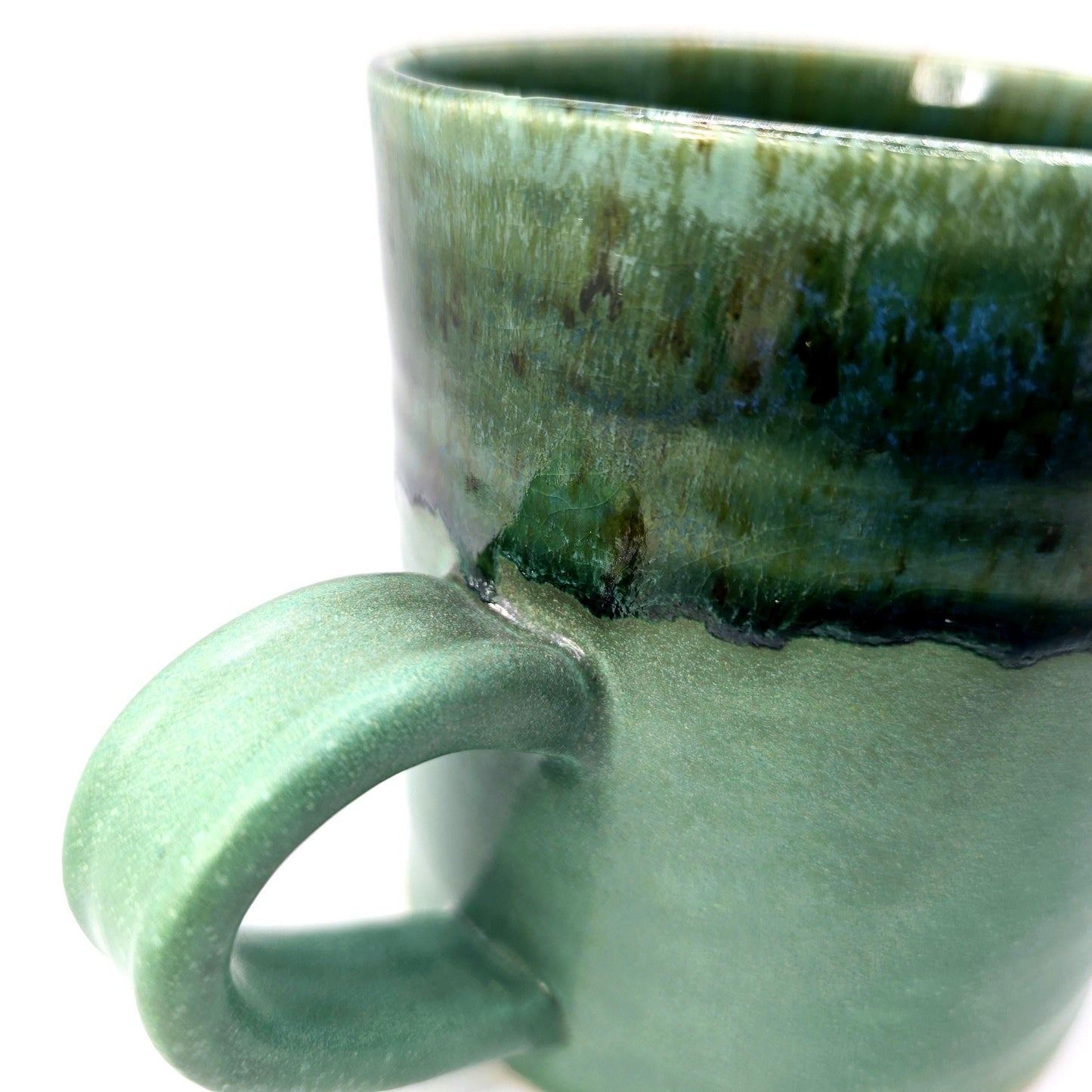 Handmade Ceramic 14oz Large Tea / Coffee Mug. Verdigris Green Glaze. Stoneware Pottery