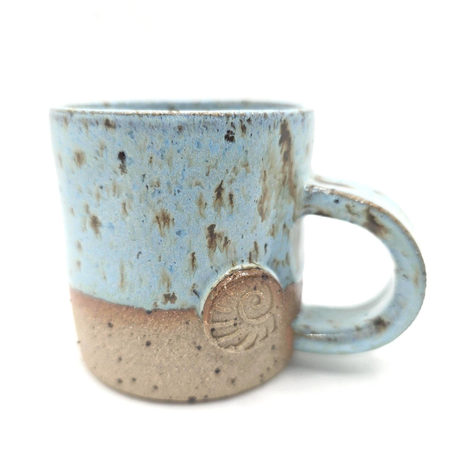 Handmade Ceramic 4oz Tall Double Espresso Mug. Blue Speckled Glaze. Toasty Stoneware Pottery