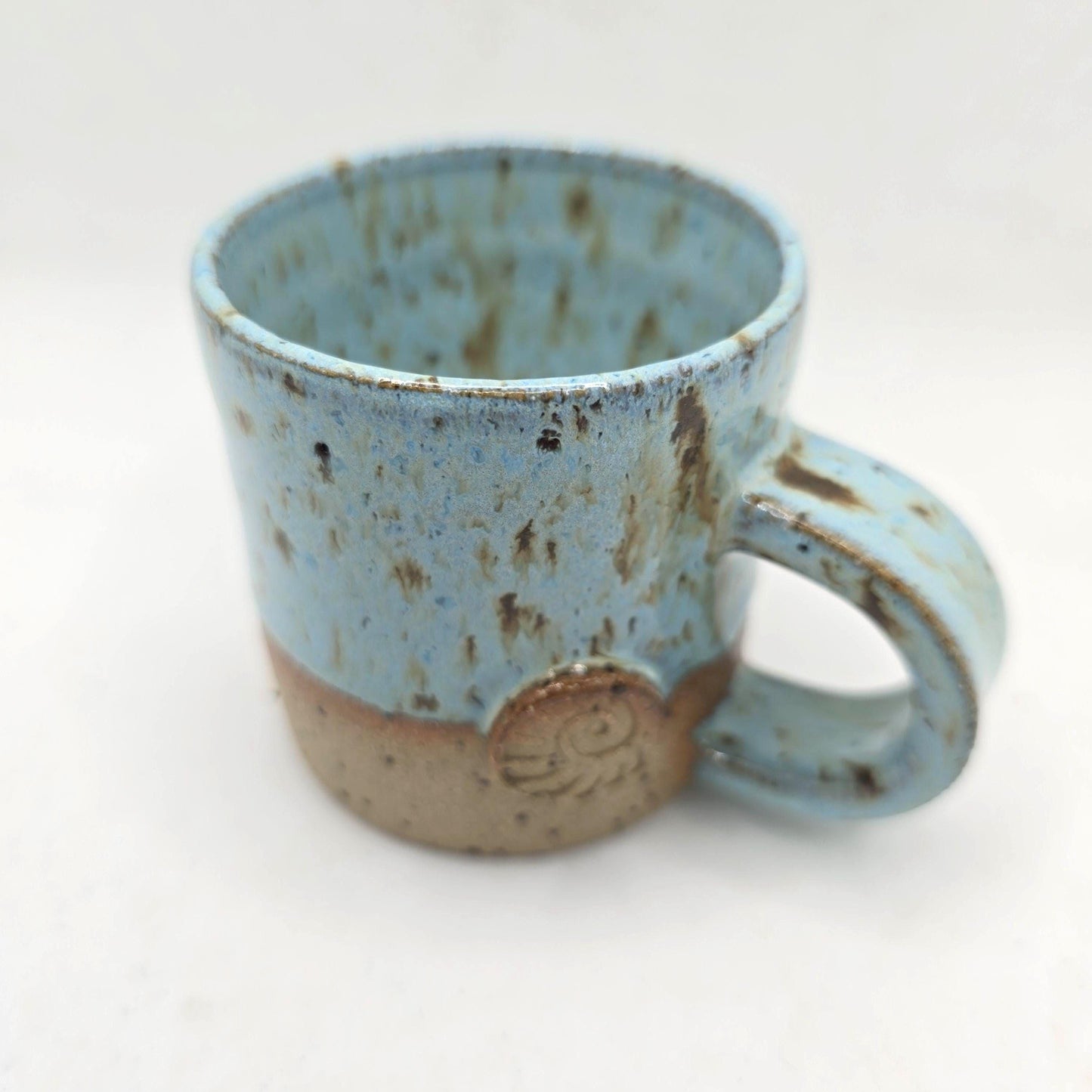 Handmade Ceramic 4oz Tall Double Espresso Mug. Blue Speckled Glaze. Toasty Stoneware Pottery