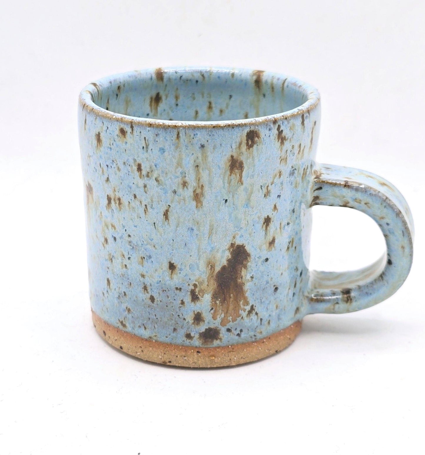 Handmade Ceramic 4oz Tall Double Espresso Mug.  Blue Speckled Glaze. Toasty Stoneware Pottery