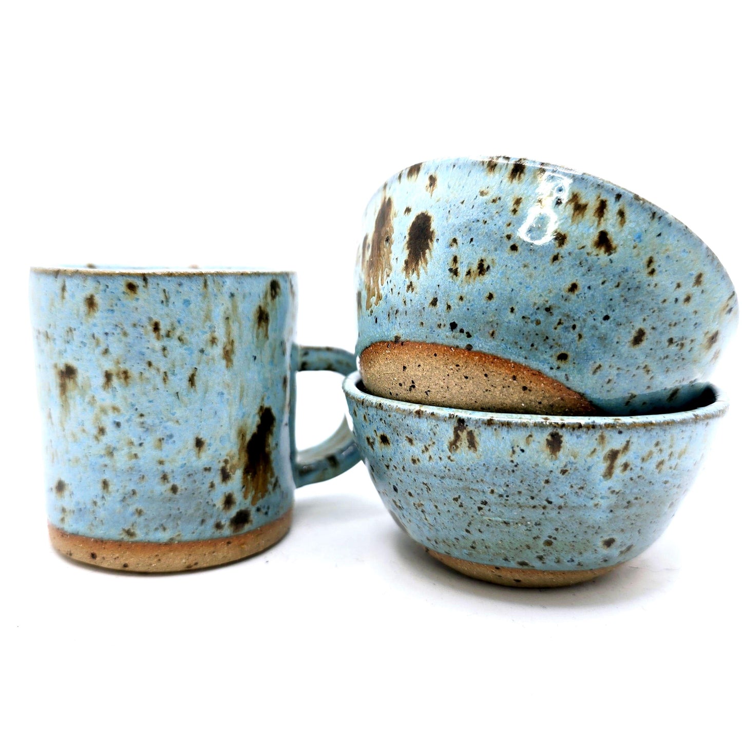 Handmade Ceramic Condiment Bowl/ Trinket Dish. Blue Speckled Glaze. White Stoneware Pottery