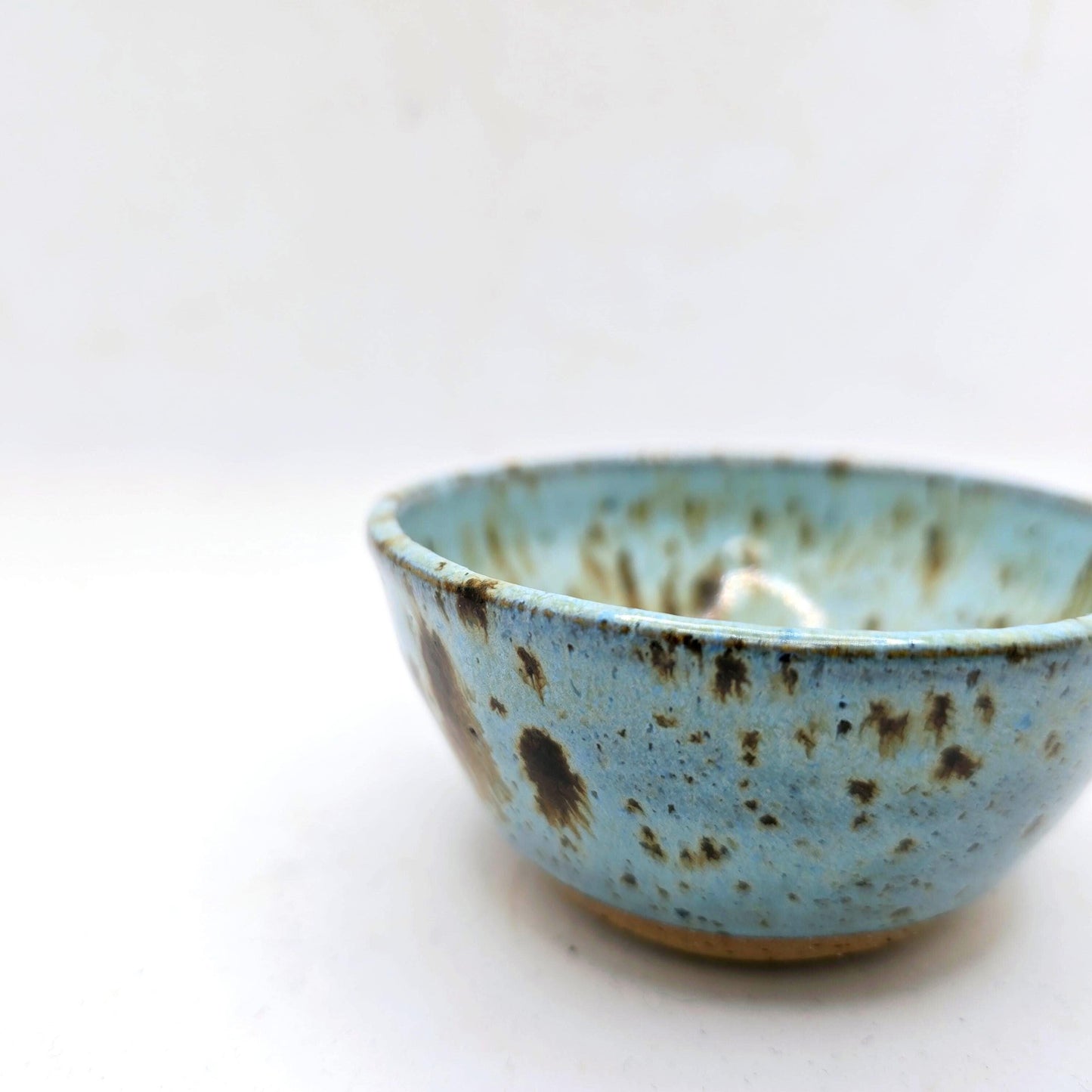 Handmade Ceramic Condiment Bowl/ Trinket Dish. Blue Speckled Glaze. White Stoneware Pottery