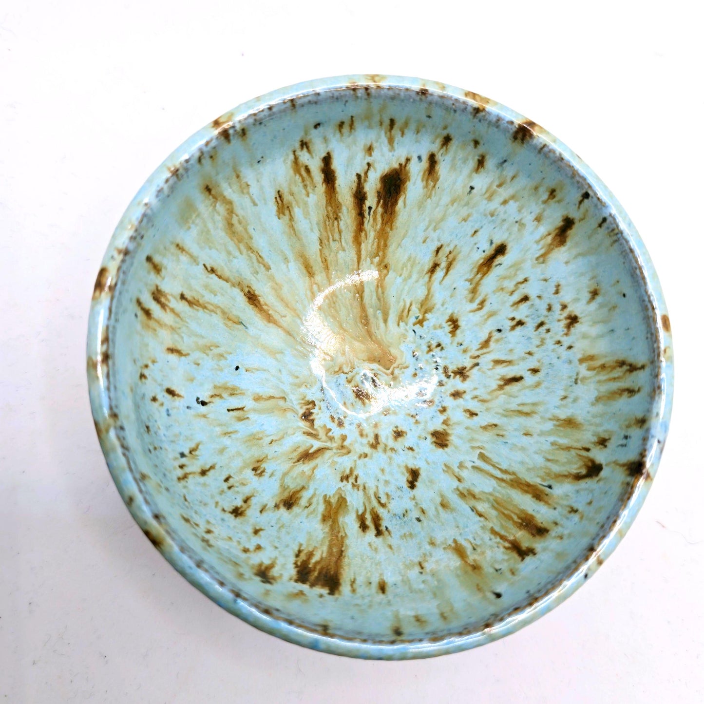 Handmade Ceramic Condiment Bowl/ Trinket Dish. Blue Speckled Glaze. White Stoneware Pottery