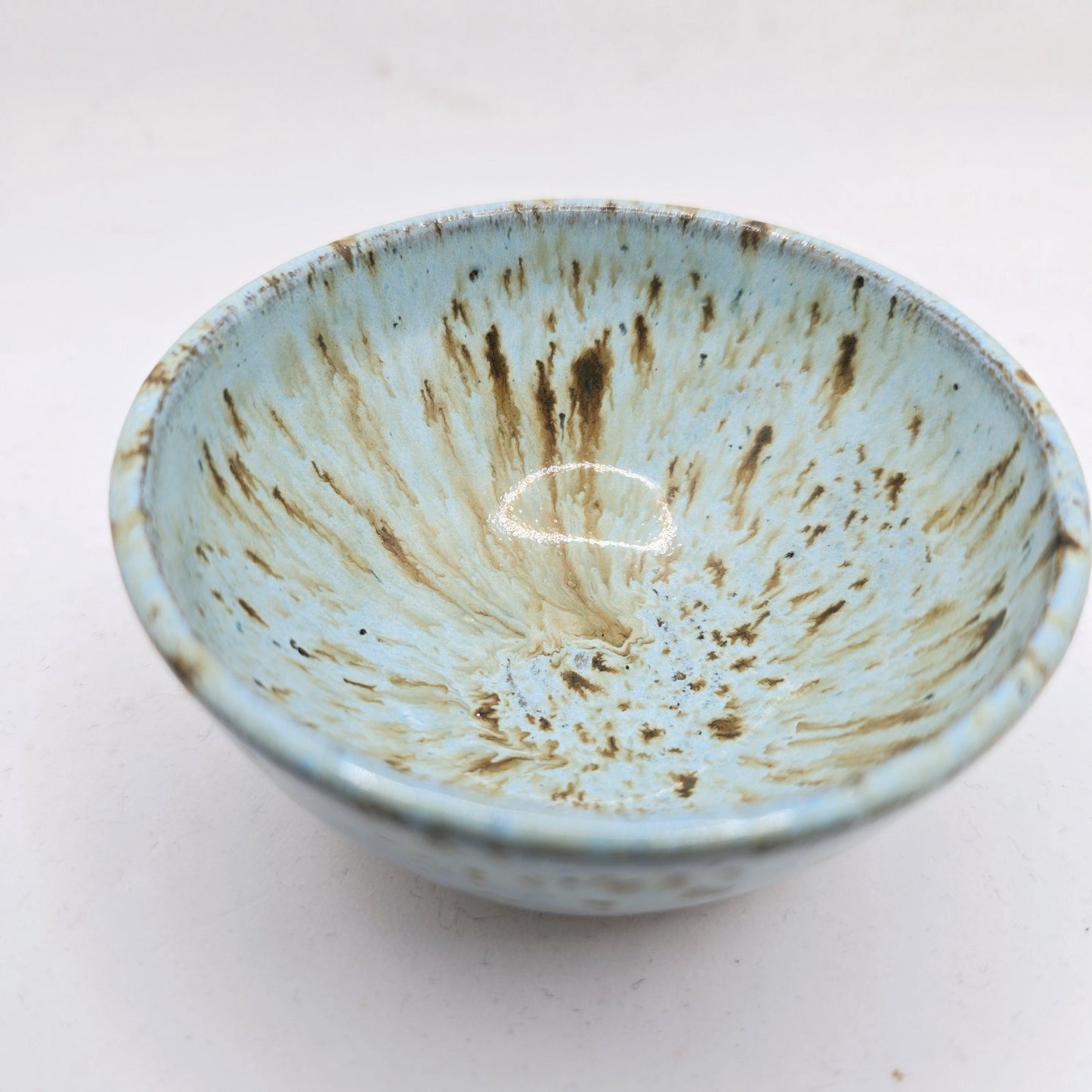 Handmade Ceramic Condiment Bowl/ Trinket Dish. Blue Speckled Glaze. White Stoneware Pottery