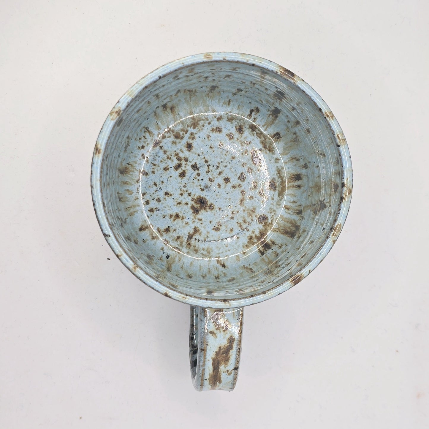 Handmade Stoneware Short 8oz Tea / Coffee Mug. Blue Speckled Glazed. Toasty Stoneware Pottery.