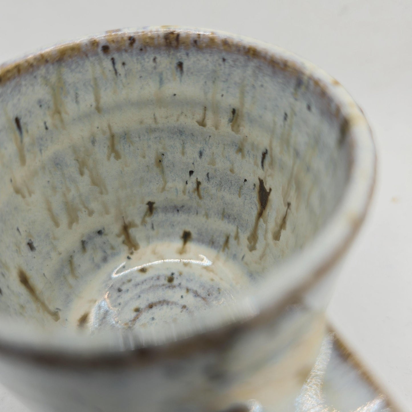 Handmade Ceramic 4oz Tall Double Espresso Mug. Cream Speckled Glaze.  Toasty Stoneware Pottery