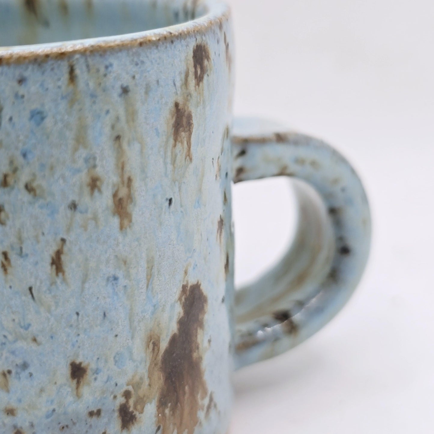 Handmade Ceramic 4oz Tall Double Espresso Mug.  Blue Speckled Glaze. Toasty Stoneware Pottery