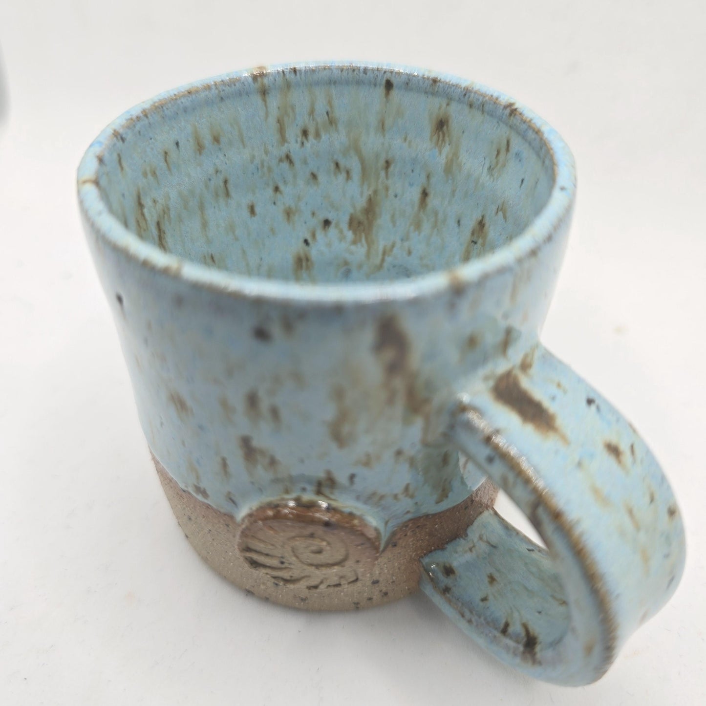 Handmade Ceramic 4oz Tall Double Espresso Mug. Blue Speckled Glaze. Toasty Stoneware Pottery