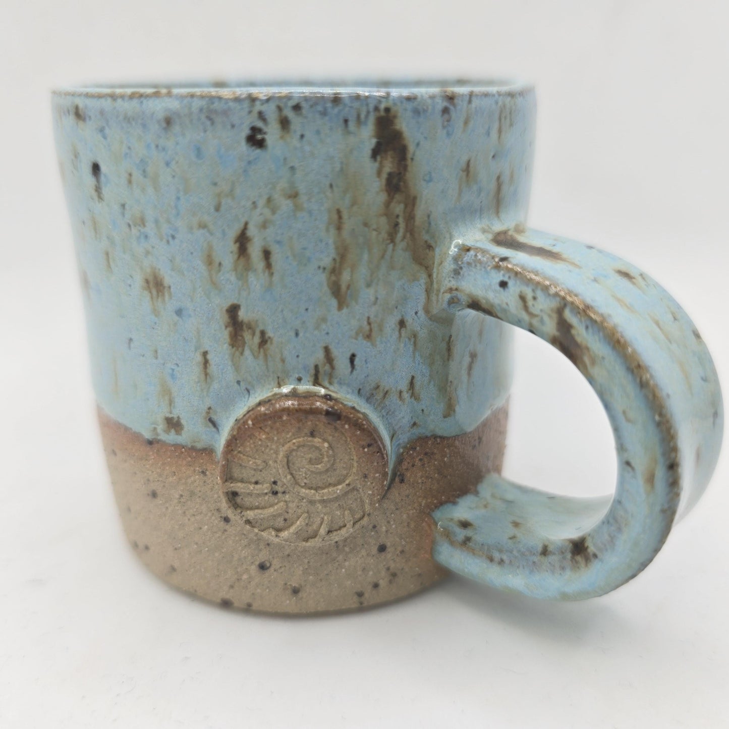 Handmade Ceramic 4oz Tall Double Espresso Mug. Blue Speckled Glaze. Toasty Stoneware Pottery