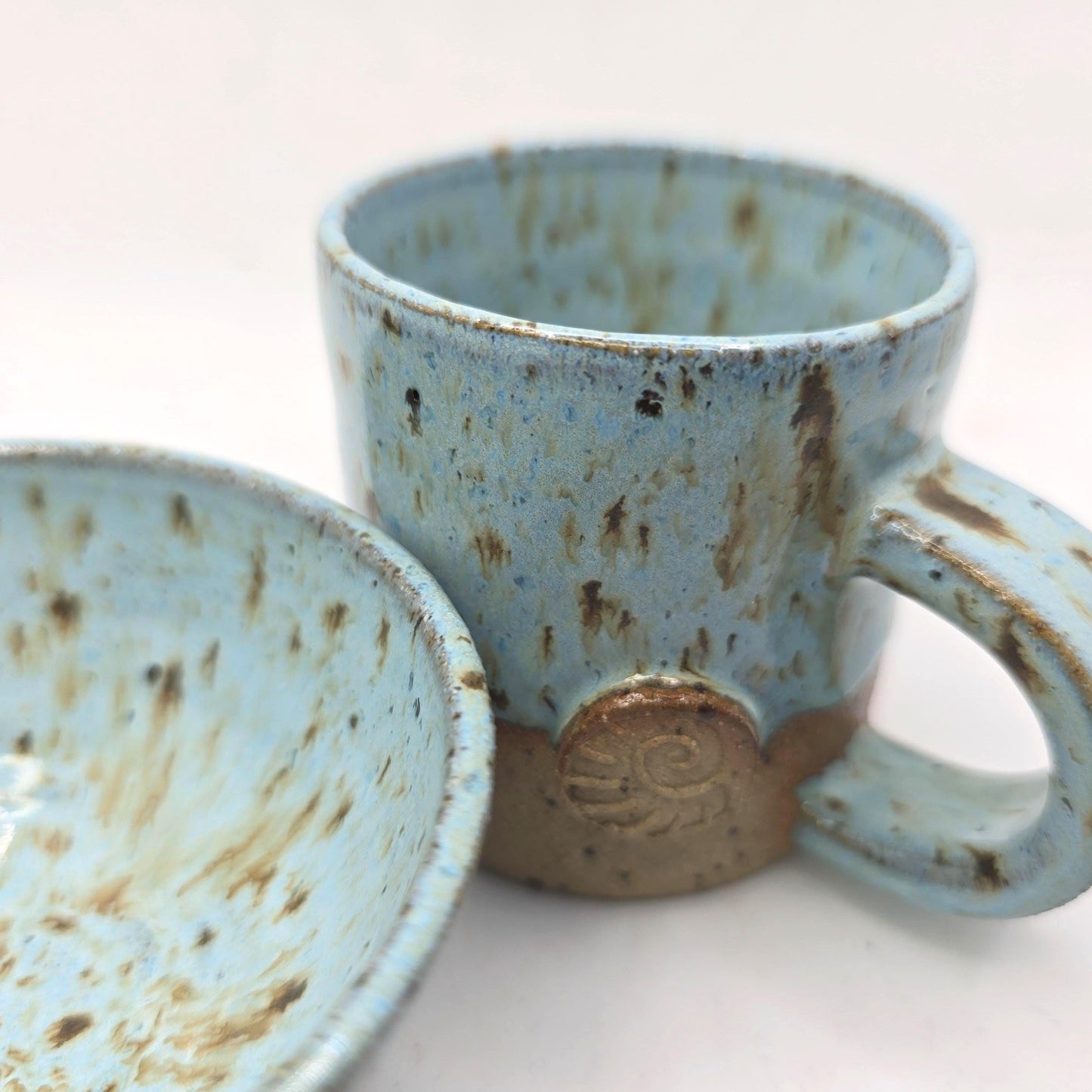 Handmade Ceramic 4oz Tall Double Espresso Mug. Blue Speckled Glaze. Toasty Stoneware Pottery
