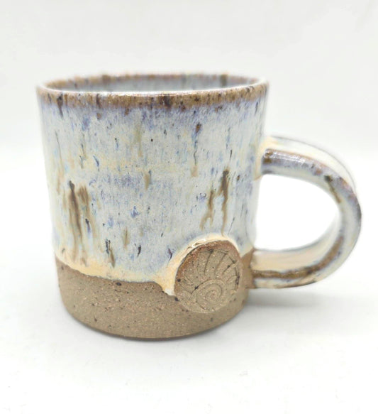 Handmade Ceramic 4oz Tall Double Espresso Mug. Cream Speckled Glaze.  Toasty Stoneware Pottery