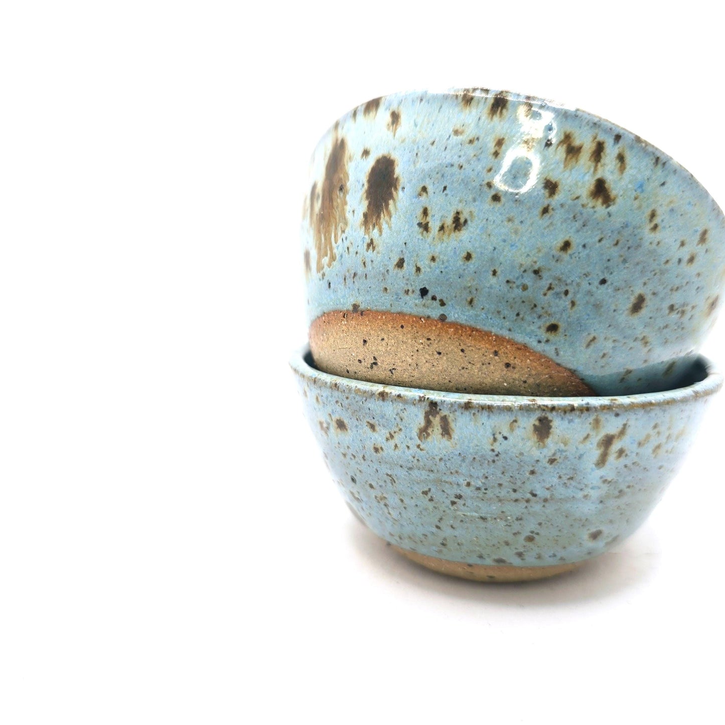 Handmade Ceramic Condiment Bowl/ Trinket Dish. Blue Speckled Glaze. White Stoneware Pottery
