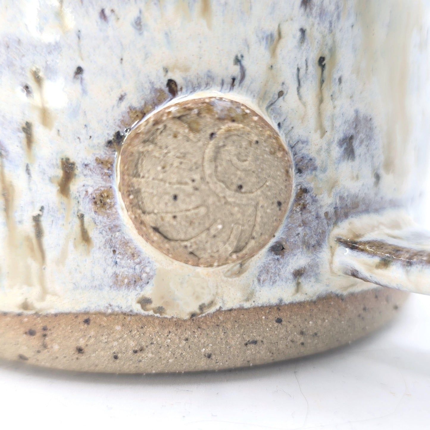 Handmade Ceramic 8oz Short Tea /Coffee Mug. Cream Speckled Glaze. Toasty Stoneware Pottery.