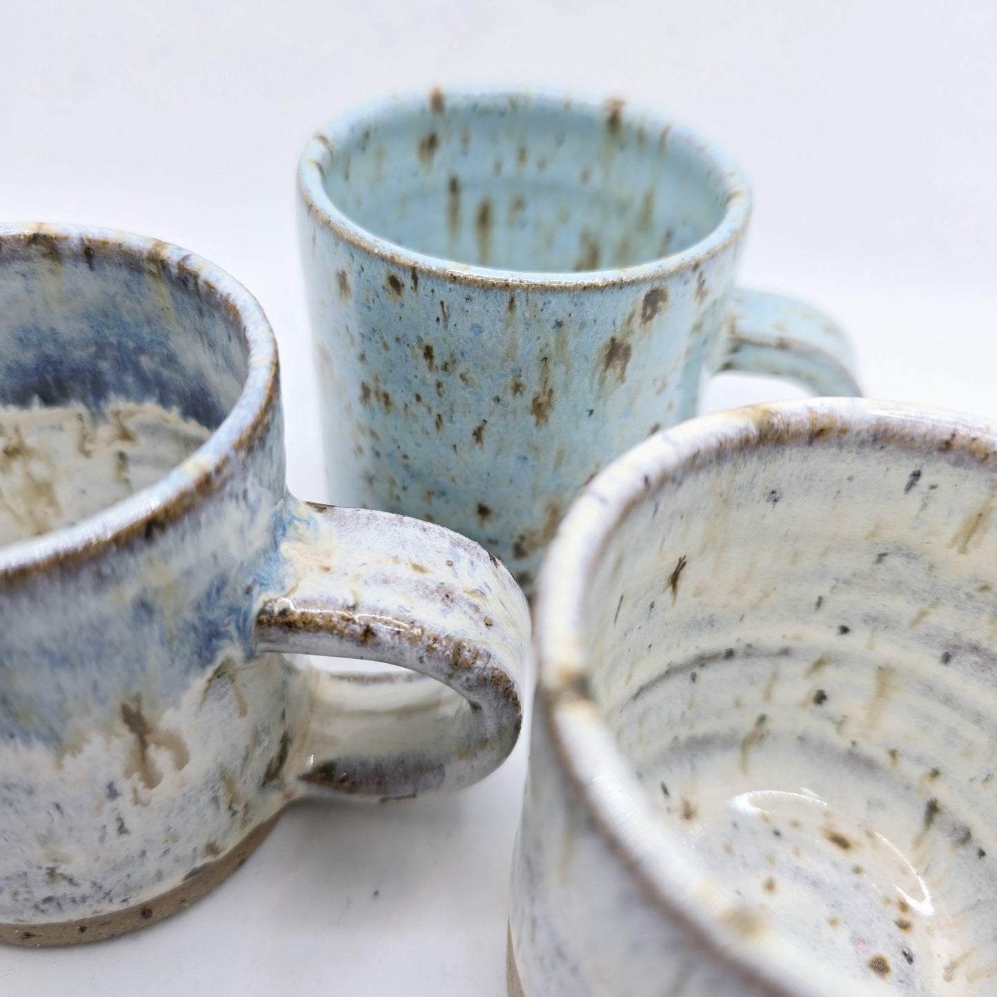 Handmade Ceramic 8oz Coffee/Tea Mug. Ammonite Sprig. Speckled Cream Glaze. Toasty Stoneware Pottery.