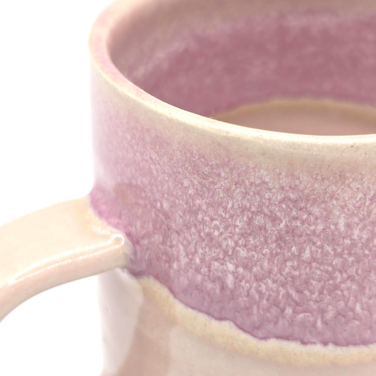 Handmade Ceramic 4oz Espresso Mug with handle. Layered Pink Glaze. Stoneware Pottery.