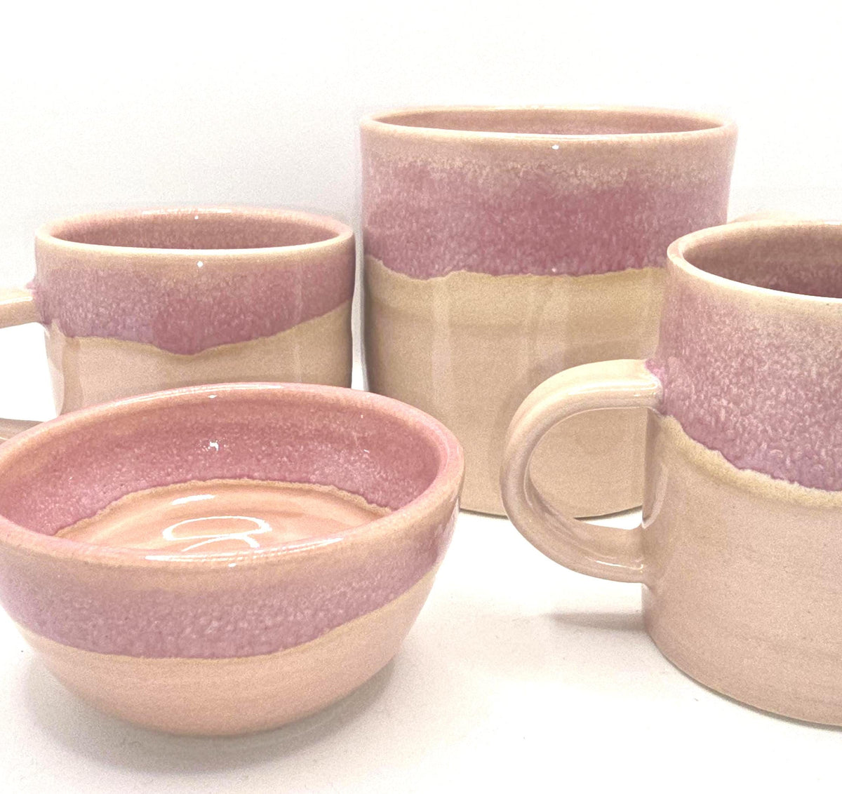 Handmade Ceramic 4oz Espresso Mug with handle. Layered Pink Glaze. Stoneware Pottery.